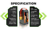 2×Ovonic 120C 6S 1600mAh LiPo Batterie 22.2V pour FPV Racing avec Prise XT60
